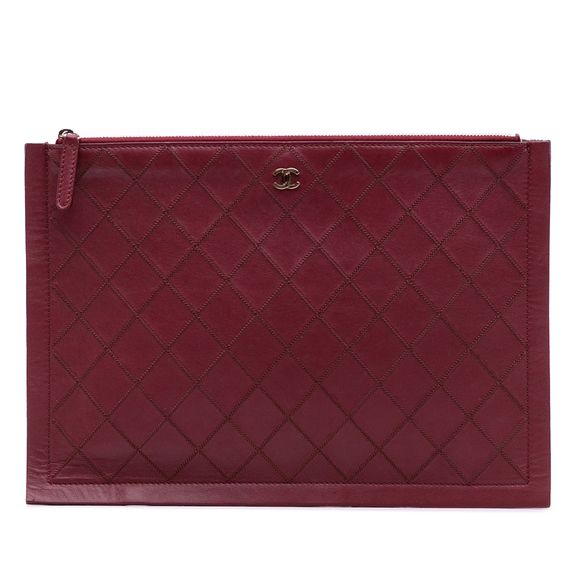 Pre-Loved Chanel CC Stitched Lambskin Clutch - Picture 1 of 11